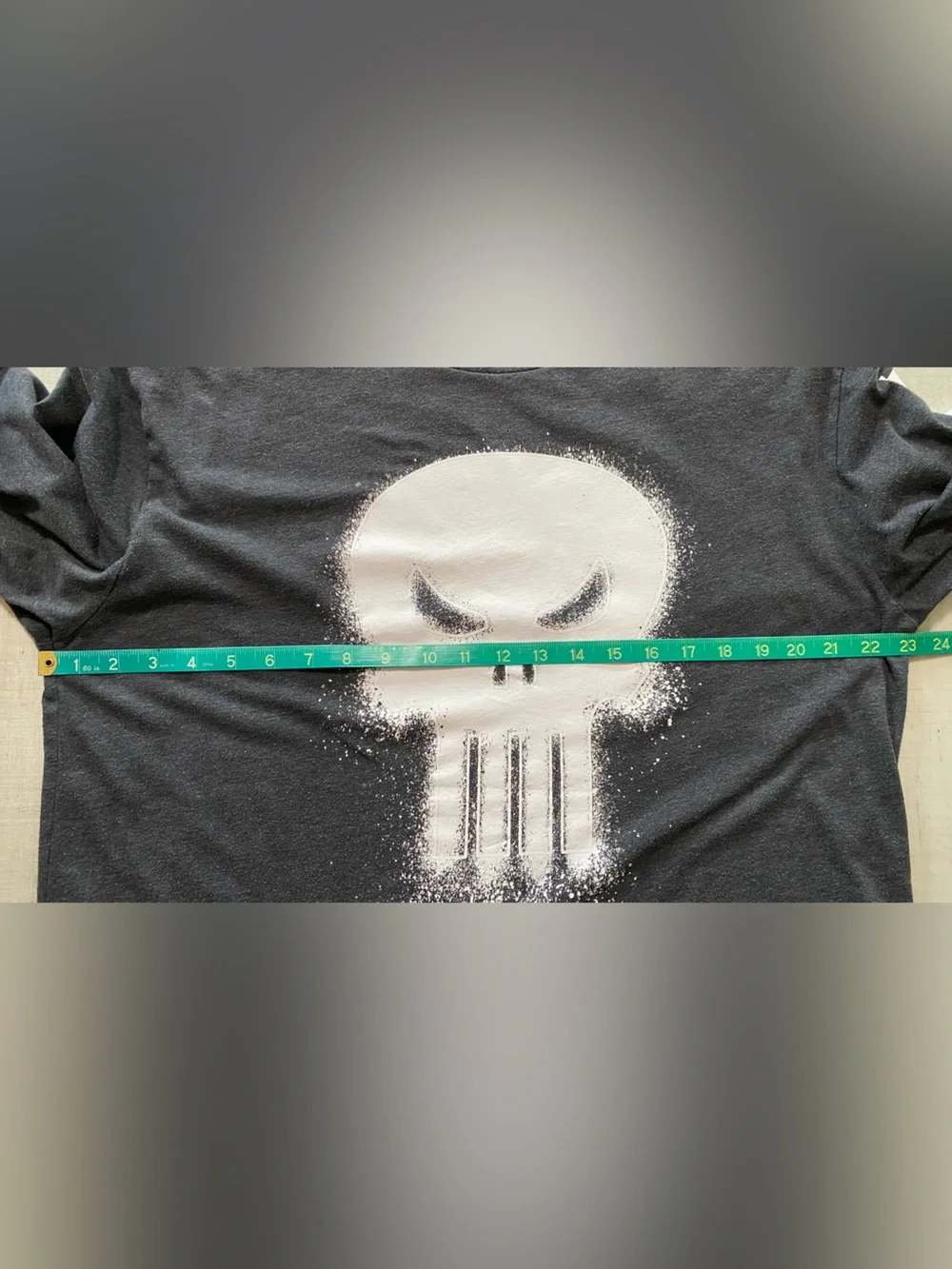 Marvel punisher Long Sleeve Tee with White Skull and Sleeve Text - Picture 6 of 8